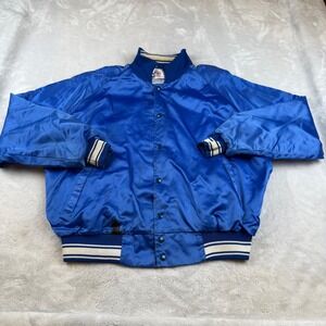 Vintage Blue GMC Trucks Westfall Kansas City Satin Bomber Jacket Mens